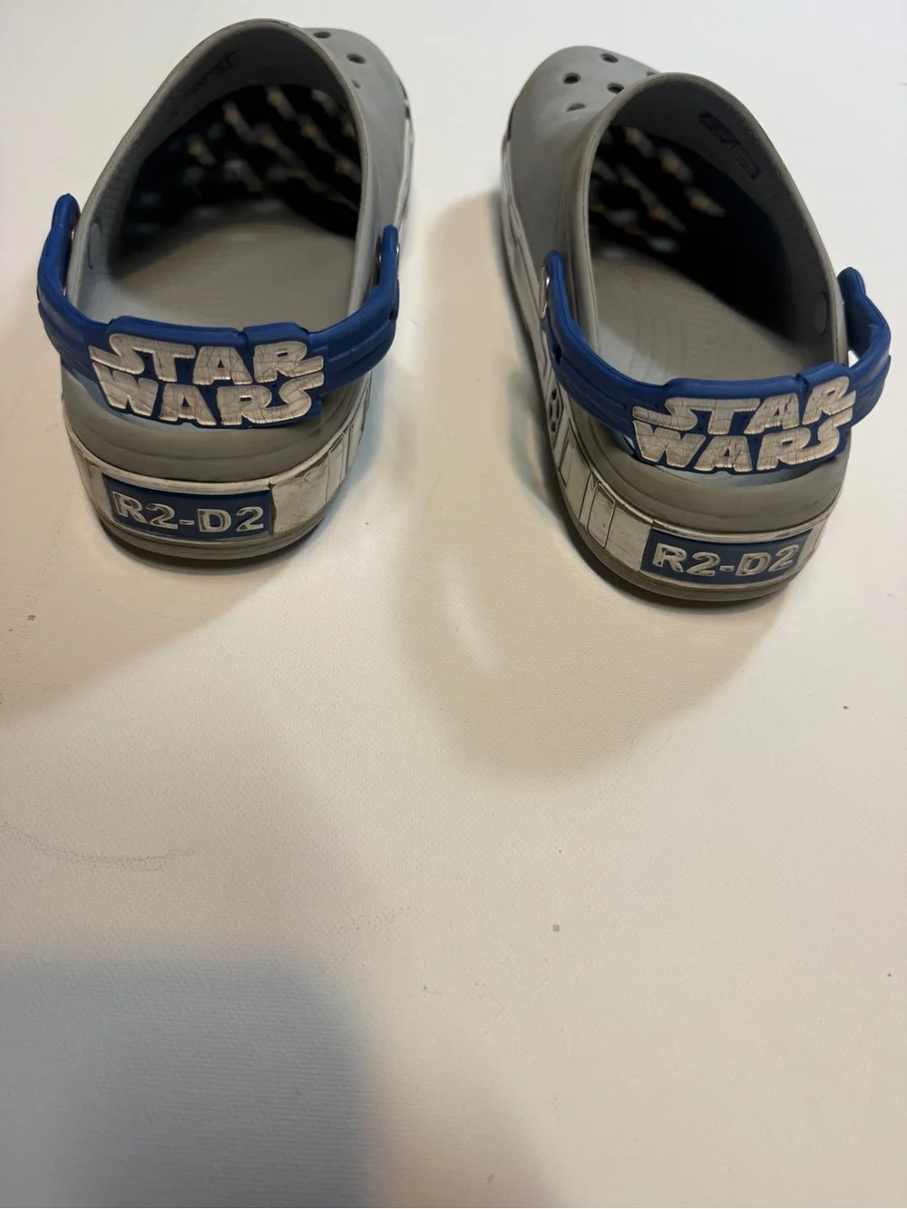 CROCS Kids Gray Clogs with Blue Star Wars Heel Straps